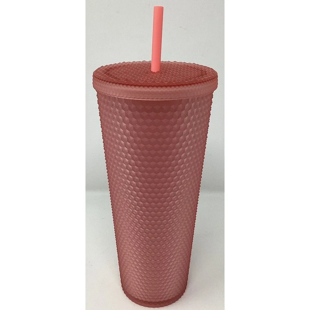Matte Pink Lemonade Studded Starbucks Tumbler 24‎ Oz With Lid And Straw